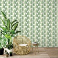 interior design for living area or reception with rattan armchair,plant,on wooden floor and concrete wall background / 3d illustration,3d rendering